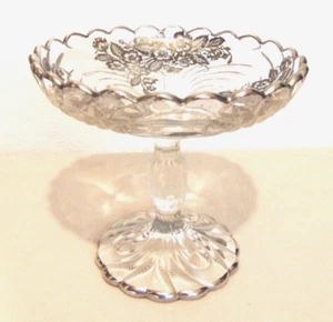 Cambridge Caprice Clear with Silver Overlay 5 1/2" Tall Compote Candy Dish - Picture 1 of 4
