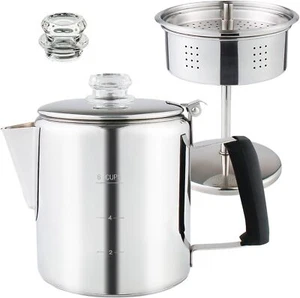 Multi Use Percolator Coffee Pot Stainless Steel Stove Top Coffee Maker - Picture 1 of 8
