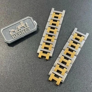 HERMES Genuine 12 Link Clipper Men's Ladies' Watch Parts Gold Combo SS 14mm - Picture 1 of 9