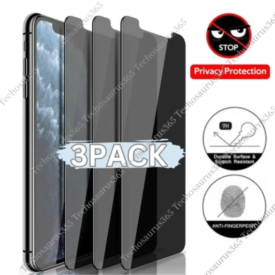 Paquete de 3 protectores de pantalla de vidrio templado de privacidad para iPhone 14 13 12 11 Pro Max X Foto 1 de 4