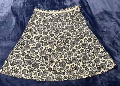 Sigrid Olsen Skirt 8 Black&Beige Floral Linen Blend Cowgirl Fairygothic Festival - Image 1 of 4