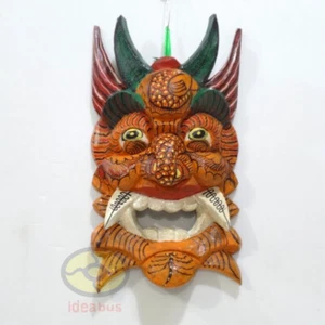 China Folk Art Wood Hand Carved Painted NUO MASK Walldecor-PanGu Deity 12.5"tall - Picture 1 of 12