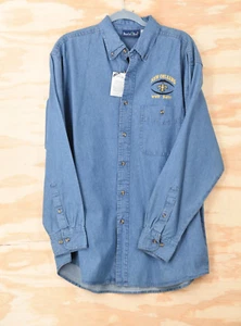 New Orleans Saints WHO DAT L/S Denim Button Down NEW!! Shirt Mens Medium - Picture 1 of 13