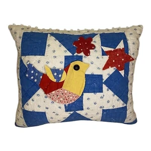NEW Handmade Bird And Star Pillow Vintage Quilt Chenille Bedspread Patriotic - Picture 1 of 11