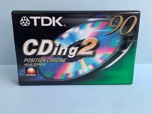 NEW SEALED VINTAGE BLANK AUDIO CASSETTE NEW TDK CDing 2 POSITION CHROME 90 - Picture 1 of 6