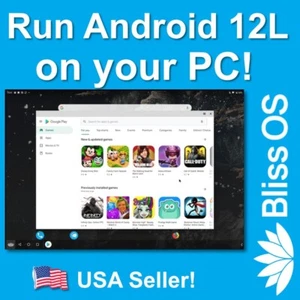 ANDROID 11 & 12L for PC - Bliss OS 14 & 15 USB Bootable Installable OS - Picture 1 of 1