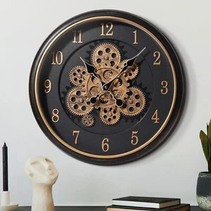 Wall Clock with Moving Gear, 18 Inch / 45cm Retro for Living Room Steampunk rc19 - Picture 1 of 3