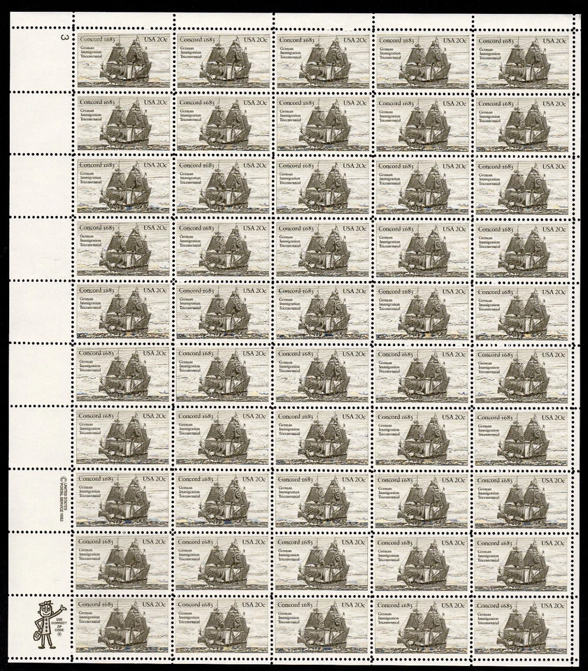 Scott #2040 Concord Germany Sheet of 50 Stamps - MNH P#3 UL - Image 1 of 1