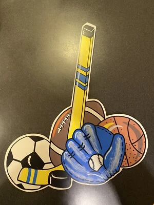 Sports Wall Decor Kids- Hockey, Soccer, Basketball, Football. Wood Composite - Image 1 of 4