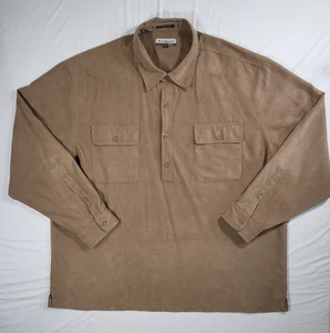 Firethorn Silver Mens Shirt Faux Suede XXL Polo Long Sleeve Pockets Washable - Picture 1 of 14