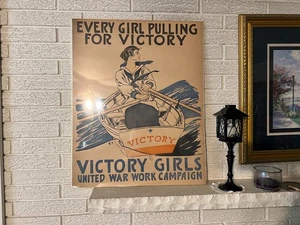 WWI POSTER "EVERY GIRL PULLING FOR VICTORY" Circa 1918 28.25" x 22.25" - Picture 1 of 13