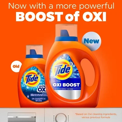Detergente para ropa Tide Ultra Oxi Boost HE jabón líquido para ropa tamaño 92 fl oz Foto 1 de 4