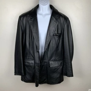 Vintage Wilson’s Leather Blazer Men’s Size XL Black Button Up Jacket Pockets - Picture 1 of 14