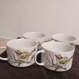 Set of 4 Enesco Songbird Fine China 16 Oz. Soup Crock Mugs Vintage 1976 - Picture 1 of 6