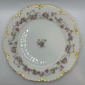 Scalloped Haviland Limoges Salad Plate Haviland & CO. Roses Flowers Gold Gilded - Picture 1 of 5