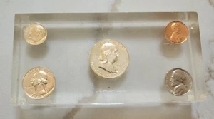 1963 Silver US Proof Set In Acrrylic Paperweight First National Bank Of Chicago - Picture 1 of 3