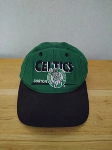 Boston Celtics Hat Cap Twins Enterprise Snapback Green & Black Vintage 90s - Picture 1 of 7