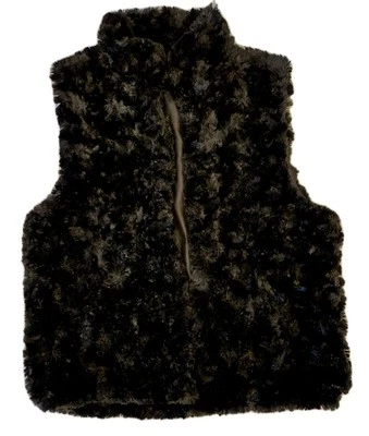 Betsey Johnson Black Faux Fur Vest Women’s Size Large Fluffy Soft Quiet Luxury  - Image 1 of 4