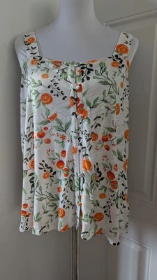 JOIE бак размер XL новый с Ярлыками цитрусовый оранжевый печать на пуговицах льняной Lyocell смесь  - Изображение 1 из 4