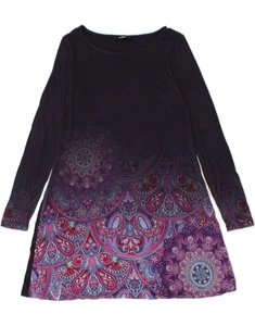 DESIGUAL Womens Long Sleeve A-Line Dress UK 12 Medium Purple Paisley FK27 - Picture 1 of 3