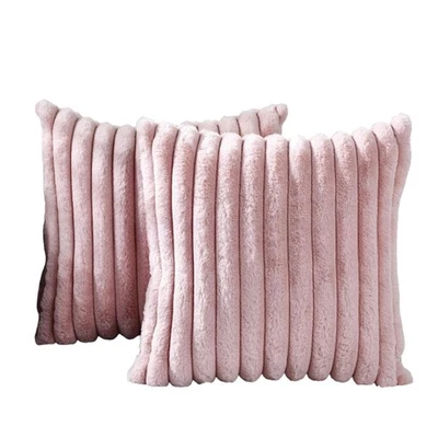 2 fundas de almohada a rayas de piel sintética de 18x18 pulgadas - decorativas suaves y esponjosas de lujo... Foto 1 de 4