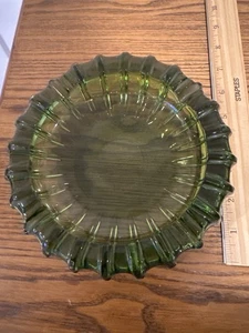 Fostoria smaragdgrün Pressglas Aschenbecher mit gerafftem Rand 6,5 Zoll - Bild 1 von 5