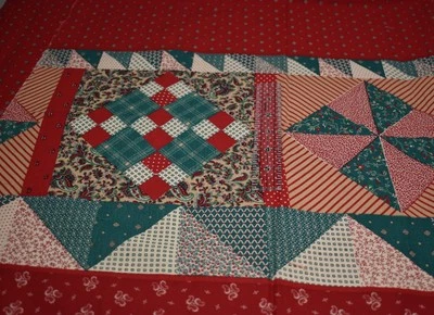 43"x43" BORDER PANEL concord fabrics JOAN KESSLER made USA red green blocks - Image 1 of 4