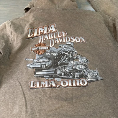 Vintage Harley-Davidson H-D Brown Faded Hoodie Sweatshirt 2XL Distressed Logo - Image 1 of 4