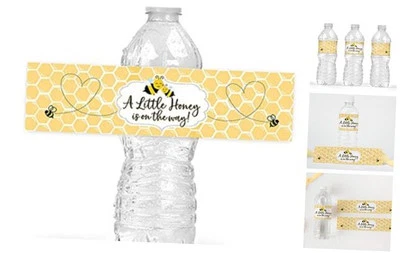  Envolturas para biberón de ducha para bebé mamá a abeja - 25 etiquetas amarillas neutras -  Foto 1 de 4