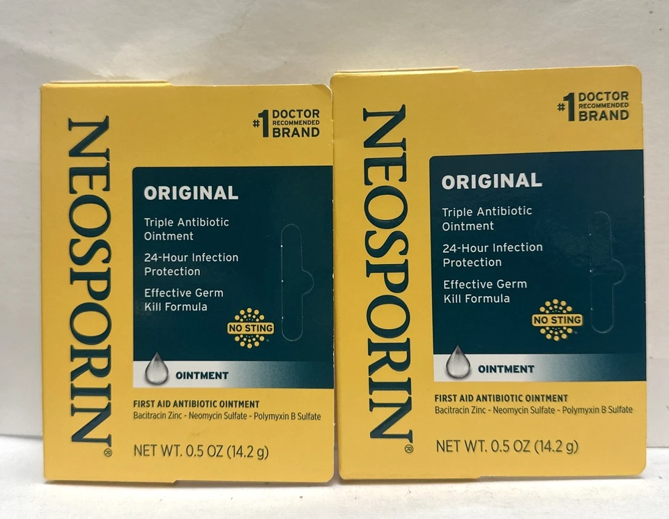 Мазь с тройным антибиотиком Neosporin Original, 2 упаковки (0,5 унции каждая) срок годности: 04/26 - Изображение 1 из 1