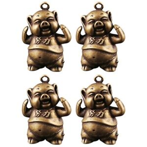  4 Pcs Creative Bag Hangings Pig Charms Cars Accessories Brass Pendants Bling
