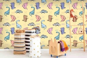 3D Dinosaur Cartoon Kids Self-adhesive Removeable Wallpaper Wall Mural - Picture 1 of 8