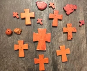 Orange Cross Square Howlite Turquoise Stones Cross Rocks For Crafts ๐ - Picture 1 of 8