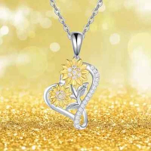 Collar colgante girasol en forma de corazón - Imagen 1 de 2