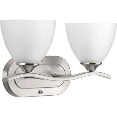 Luz de tocador de baño de níquel cepillado de 2 luces Progress Lighting Laird Collection Foto 1 de 4