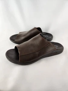 Chaco Men's Brown Leather Slides Sandals Shoes - Size 13 - Made In Portugal - Picture 1 of 12