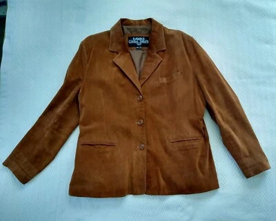 Chaqueta de cuero Gallery traje blazer de gamuza marrón cuello vintage 3XL (¿moderno XL?) Foto 1 de 4