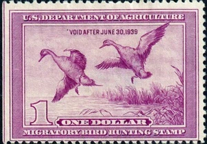 US Federal Duck Stamp, #RW5, 1938, MH, Migratory Bird-507 - Picture 1 of 1
