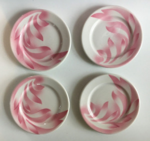 4 Syracuse China Bread Plate Rest. ware "PINK FLAME / SOVEREIGN" airbrushed MCM