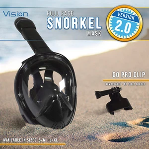 V.2 Anti-Fog Swimming Full Face Mask Surface Diving Snorkel Scuba GoPro - Black - Picture 1 of 5