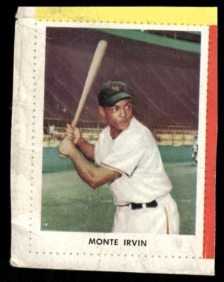 HAND CUT ALBUM COVER MONTE IRVIN HOF 1955 GOLDEN STAMPS GIANTS POOR *TPHLC-8429 - Image 1 of 2