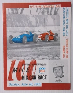 1962 USAC REX MAYS Car Race PROGRAM~Milwaukee~A.J FOYT~Graf's/OLD STYLE BEER AD - Picture 1 of 10