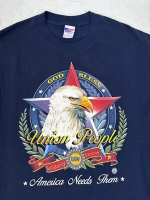 God Bless Union People Shirt Mens Large Double Sided Eagle Flag USA Vintage - Image 1 of 4