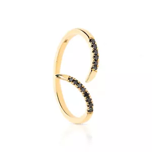 14K Gold 0,13 Kt. schwarzer Laborgefertigter Diamant einzigartiger offener Geburtstagsring - Bild 1 von 10