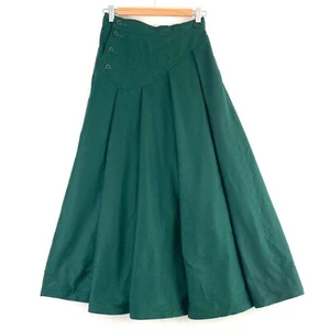 Takezo Wrap Maxi Skirt Size M Green Wool Blend Pleated Layered Made in Japan - Picture 1 of 10