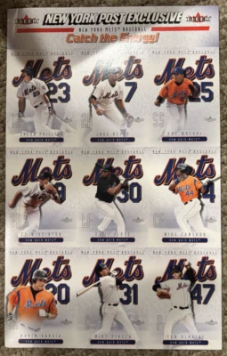 Hoja de tarjeta Fleer New York Post 2004 New York Mets Catch The Energy sin cortar Foto 1 de 2