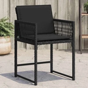 Stylish: Garden Chairs with Cushions 4 pcs Black Poly Rattan - Picture 1 of 9
