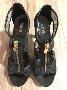 Michael Kors Black Barkley T Strap Womens Shoes 10M - Picture 1 of 8
