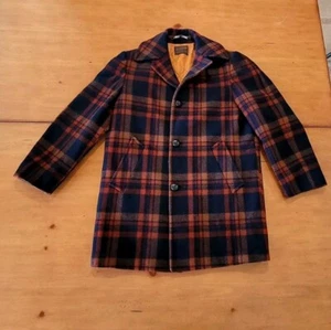 *M Vintage Pendleton Wolle Auto Jacke Mantel kariert Steppfutter Lederknöpfe - Bild 1 von 19
