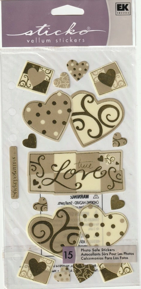 Adesivos vintage de pergaminho adesivo AMOR VERDADEIRO tema corações dourados 56682 frete GRÁTIS RÁPIDO! - Imagem 1 de 1